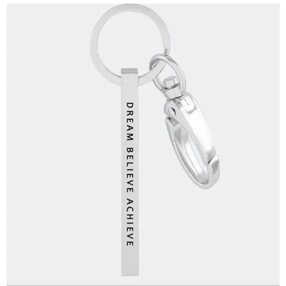 Brand New Graduation Gift Dream Believe Achieve Bar Keychain in Silver